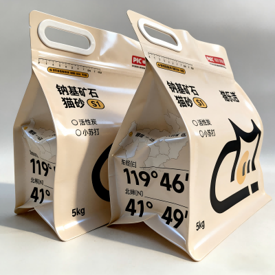 Saco de areia para gatos selado de oito lados com alça com zíper